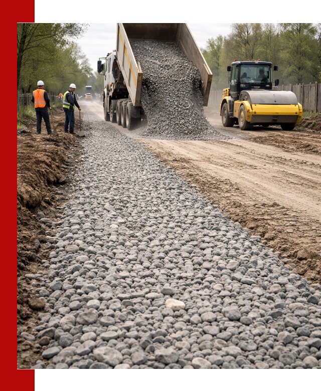 Доставка щебня для отсыпки дорог в Калининграде высокого качества