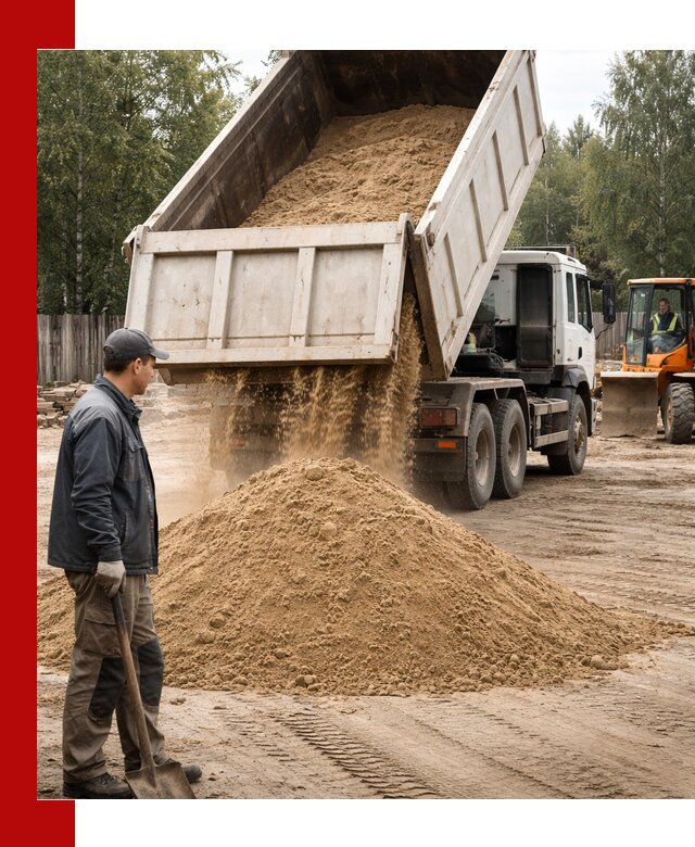 Доставка и продажа песка с разгрузкой в Калининграде