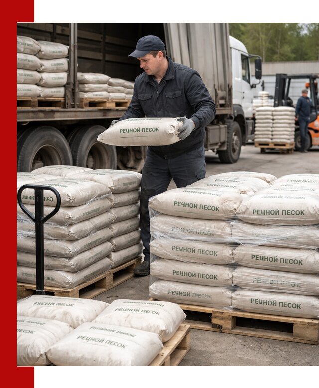 Речной песок в мешках с доставкой в Калининграде