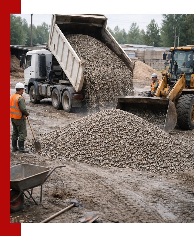 Мытый гравий с доставкой в Калининграде от карьера до участка