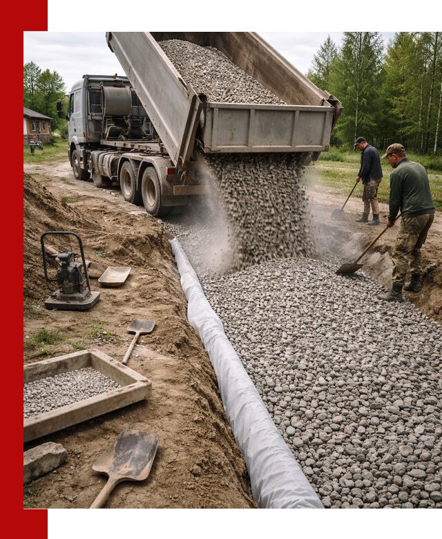 Гравий для дренажа с доставкой в Калининграде качественный и недорогой