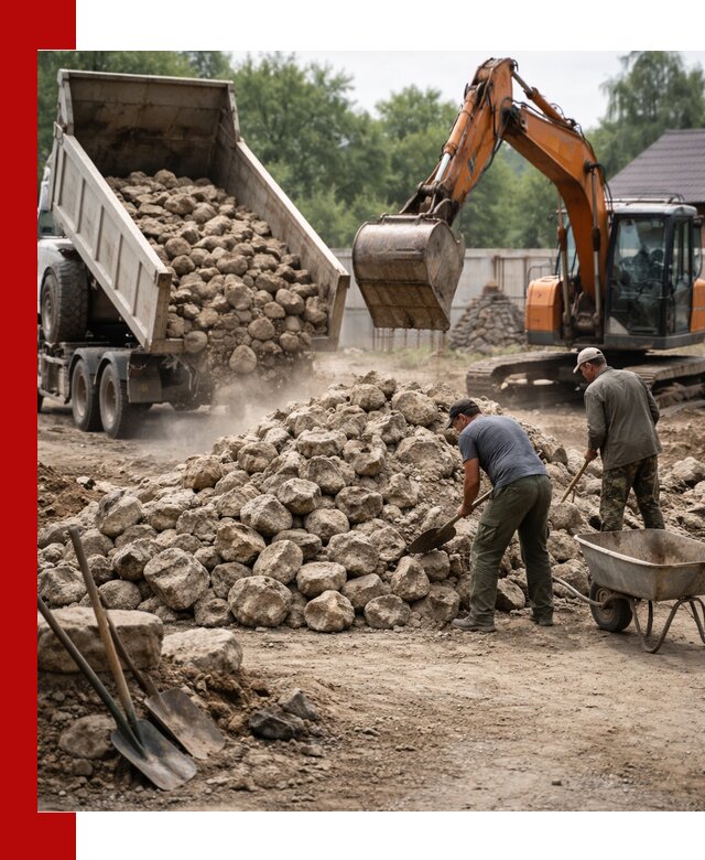 Доставка и разгрузка бутового камня в Калининграде