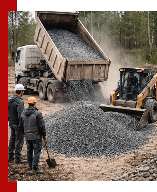 Гранитный отсев 0-5 с доставкой и разгрузкой в Калининграде