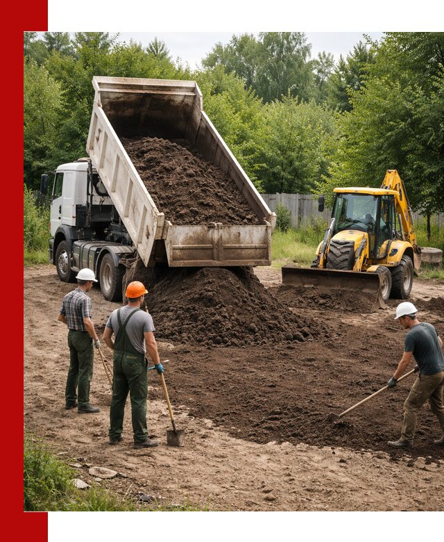 Доставка и укладка грунта для выравнивания участка в Калининграде