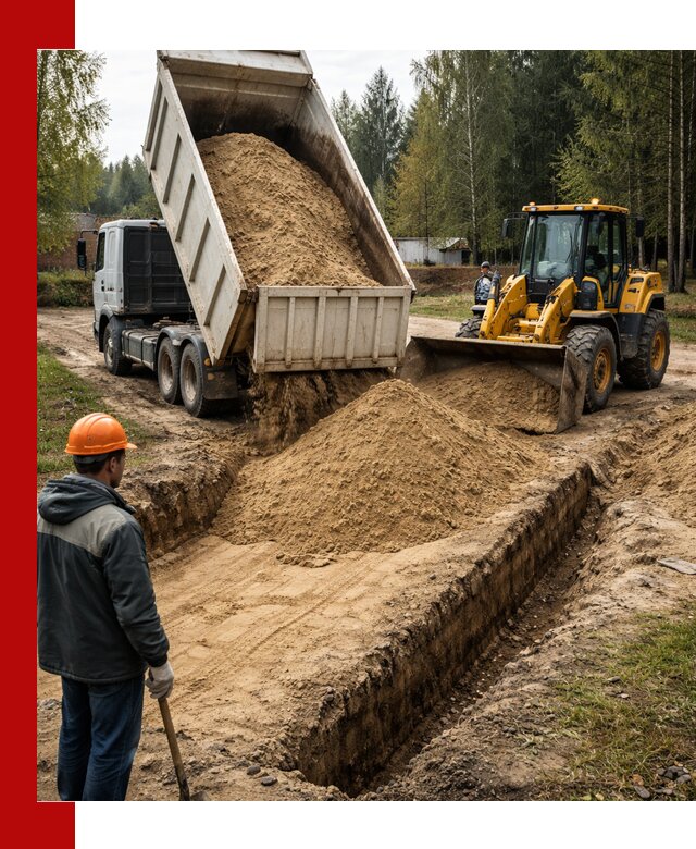 Доставка песчаного грунта в Калининграде для строительных работ