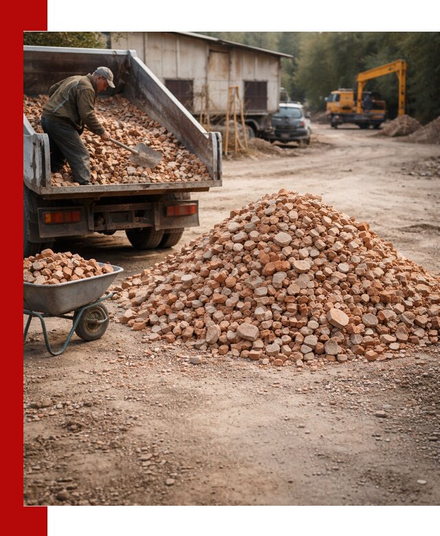 Доставка и подушка из боя кирпича с разгрузкой в Калининграде