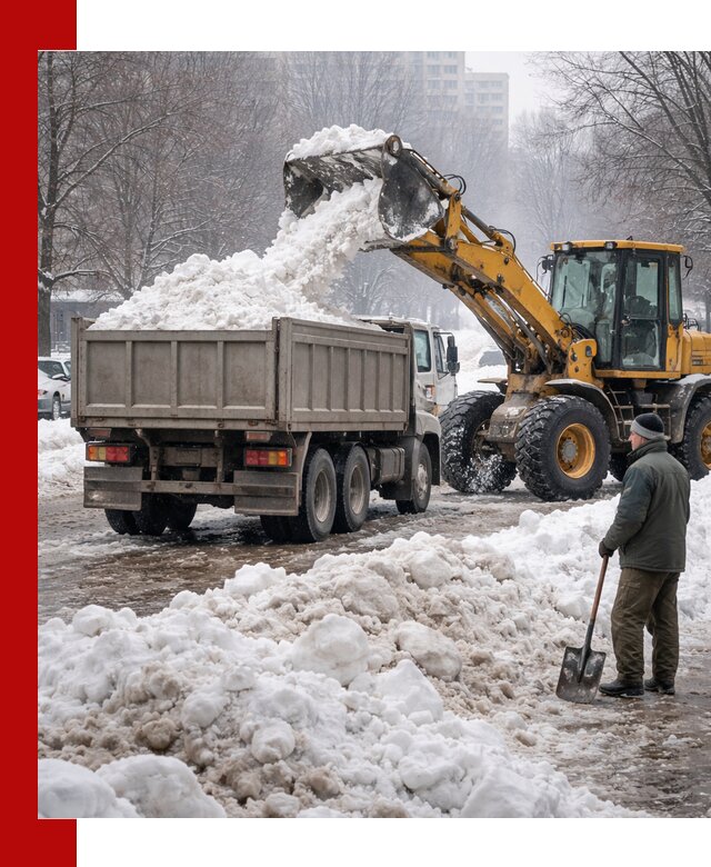 Вывоз снега грузовой техникой в Калининграде оперативно и чисто