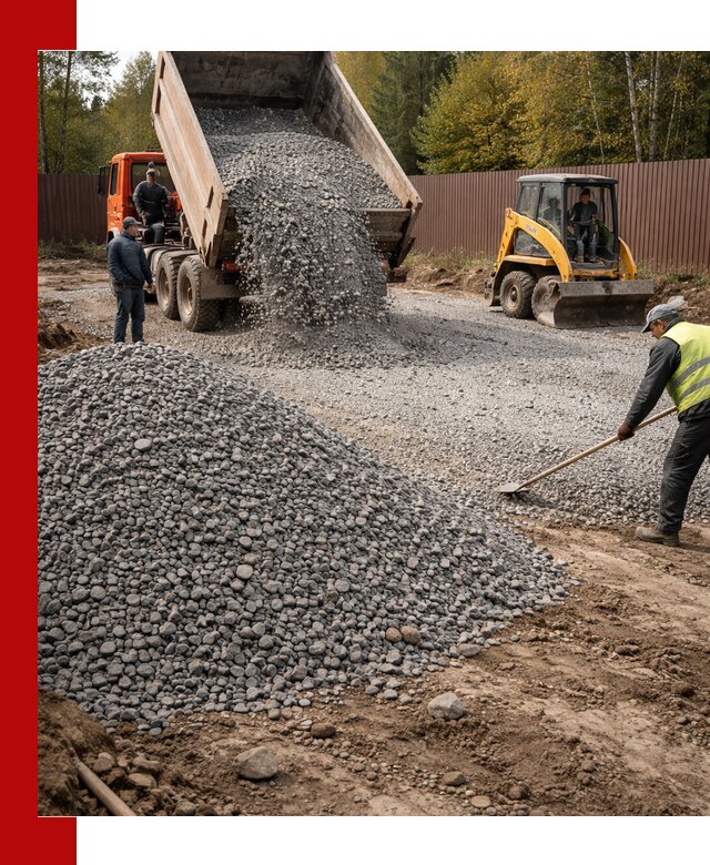 Отсыпка участка щебнем с доставкой и уплотнением в Калининграде